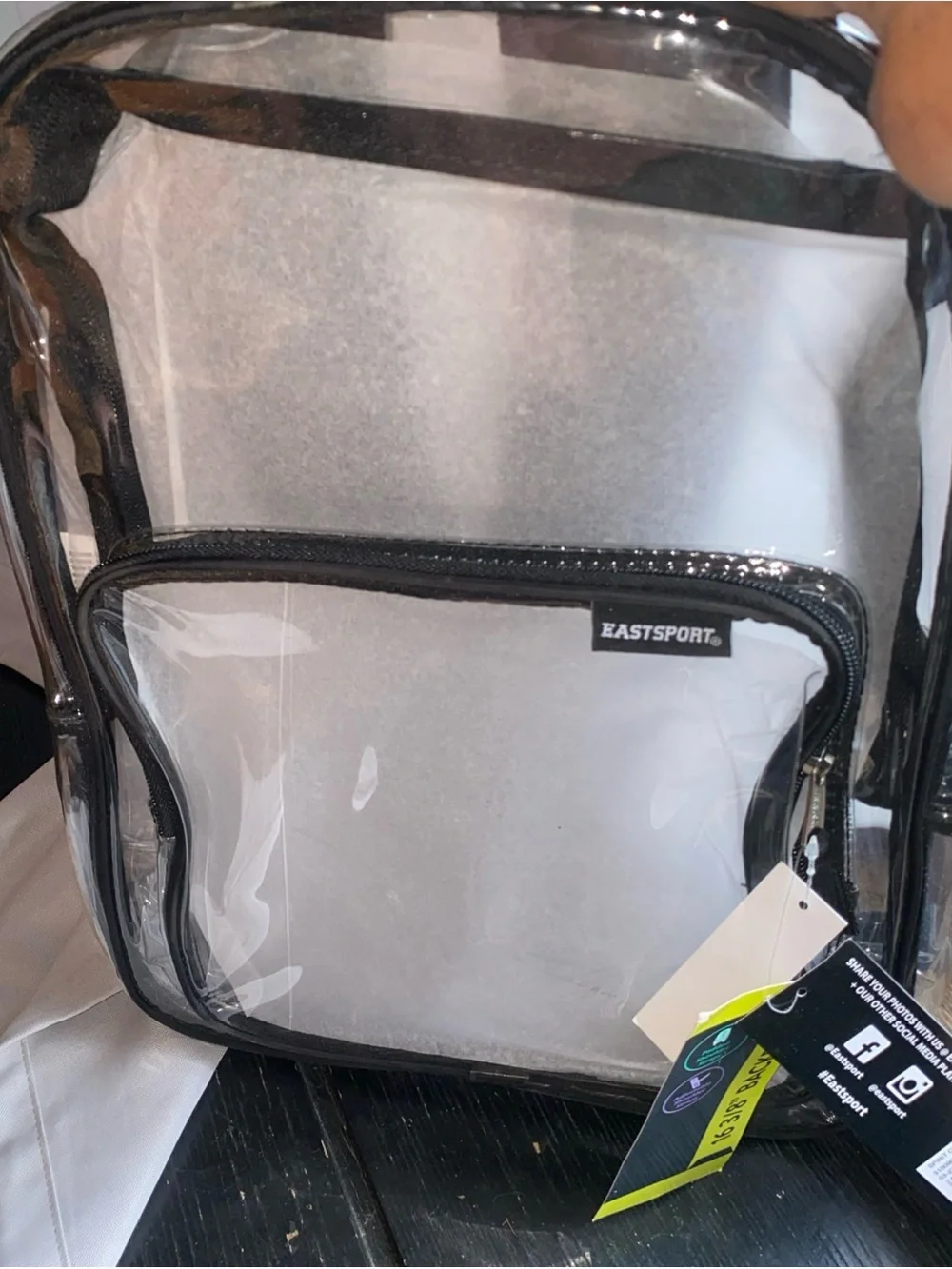 Eastsport Clear Black-Trim Backpack - Transparent Stadium Bag